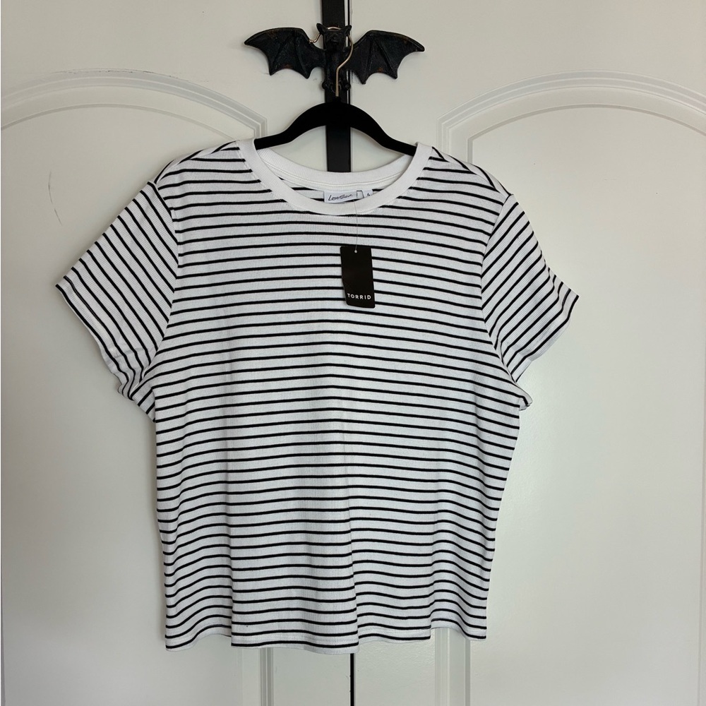 Torrid Love Sick Baby Tee Black and White Striped Ribbed Texture Y2K, 90’s 4X - Picture 5 of 10
